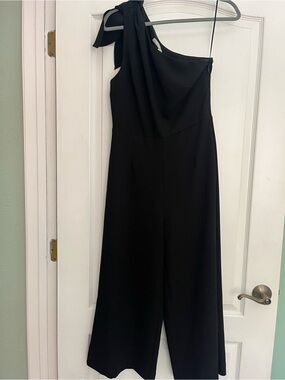 RACHEL Rachel Roy Black One-Shoulder Jumpsuit with Tie Detail